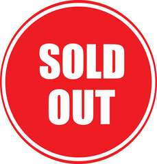 sold out red icon  isolated on transparent background