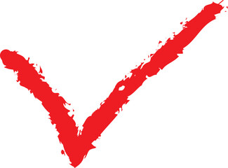 single red brush check mark icon  isolated on transparent background. check mark vector