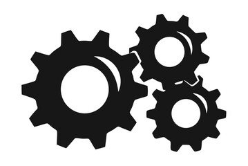 Gears and cogwheels on white and black backgrounds for industrial machinery and technology concepts