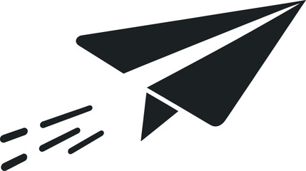 Paper Airplane Icon with Motion Lines Symbolizing Flight Speed Communication and a Simple Minimalist Design on White
