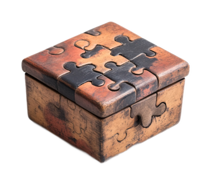 Puzzle Box for Fun and Problem-Solving - Isolated on White Background