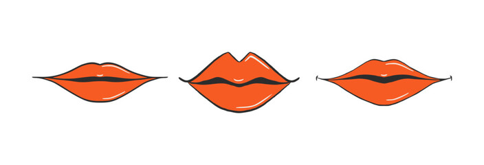 Collection of Lips and Kisses for St Valentine's Day. Friends and Love Symbols in raids for February 14. Part of a Saint Valentine's Holiday icon set.