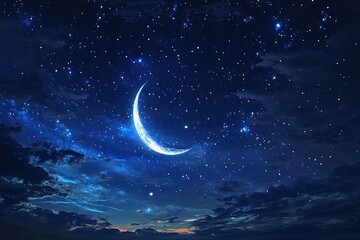 Fototapeta premium Crescent moon in a night sky