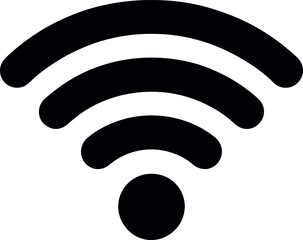 Wi-Fi Signal Icon Depicting Wireless Connectivity and Internet Access with Concentric Arcs Emanating from a Central Point on a Clean White Backdrop