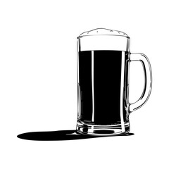 Minimalist black and white illustration of a beer in a glass mug