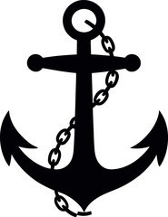 Nautical Anchor with Chain Silhouette Symbol of Maritime Navigation and Seafaring Tradition on White Background a Timeless Emblem of Stability and Hope for Ocean Adventures