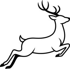 Fototapeta premium Black Line Art Deer Leaping Gracefully jump white