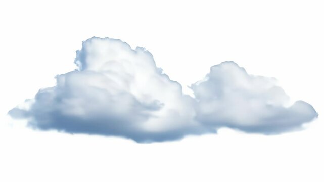 Fluffy isolated white cloud floating against a pure clear background, ideal for compositing and atmospheric design.