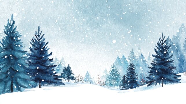 Winter background vector. Hand painted watercolor drawing for Christmas. and Happy New Year season. Background design for invitation, cards, social post, ad, cover, sale banner and invitation., no lo - Powered by Adobe
