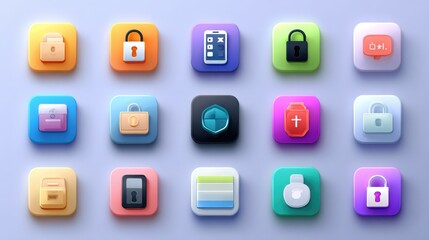 Mobile security icons. Vector icon set for mobile security applicaton, no logos, no brands