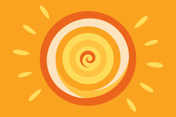 Vector illustration of an abstract summer background with a swirling orange and yellow circular pattern