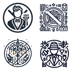Naklejka premium Set of Icon of prohibition signs with service and luxury themes 