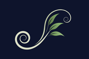 Elegant Flourish Design Swirling Vines and Leaves Illustration