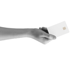 Female hand showing a bank card, ready for payment. The cardholders grip reflects the financial