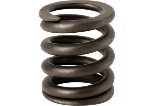 Metal spring standing on transparent background representing resilience and flexibility