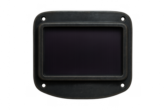 Old metal screen showing black display with transparent background