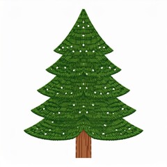 Obraz premium Stylized Green Christmas Tree Decorated with White Lights on a White Background