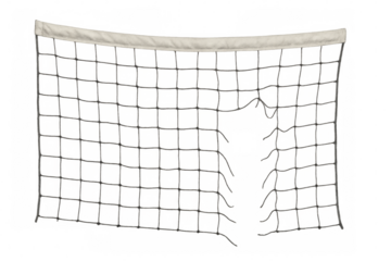 Torn volleyball net isolated on transparent background
