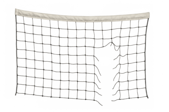 Torn volleyball net isolated on transparent background
