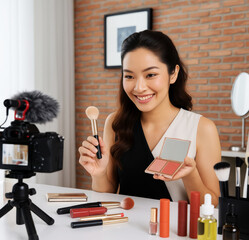 Beauty Blogger Live Streaming Makeup Tips with DSLR Setup
