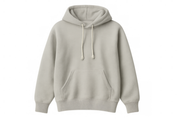 Blank beige hoodie mockup featuring a transparent background for easy customization