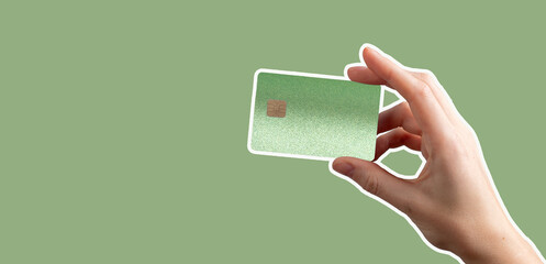 Hand holding card with visible chip highlights fast transactions, protected income movement, and