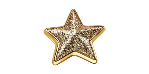 Obraz premium Golden Glitter Star Icon. Symbol Of Achievement And Excellence In Design Isolated On Transparent Background