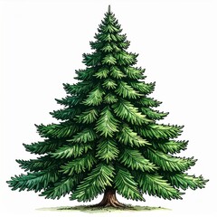 Fototapeta premium Isolated Detailed Illustration of Evergreen Tree on a White Background