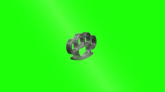 Metal brass knuckles silhouette on green screen