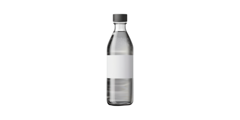 Clear Glass Bottle With Blank Label. Ideal For Branding And Packaging Design Concepts Isolated On Transparent Background