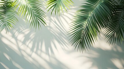 Obraz premium Tropical Palm Leaf Shadows on White Wall