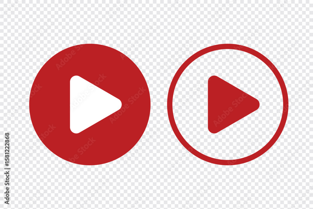Poster play button icon set. start audio or video action symbol. video player concept . red play button ico
