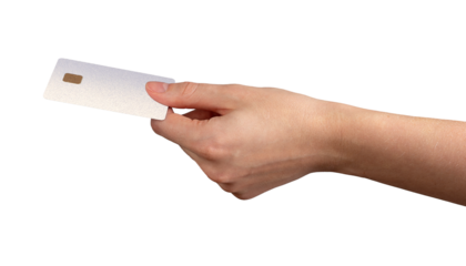 Isolated chip card. Hand grab with grip, finance movement, cashback, revenue, income, wage, economic