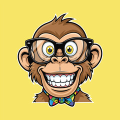 funny monkey with glasses vector illustration