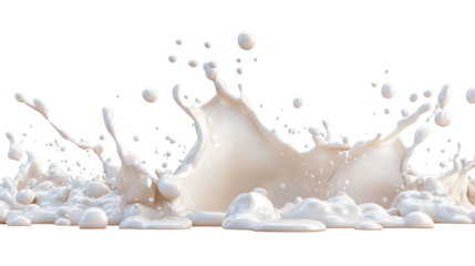 Dynamic Milk Splash: A striking visual of a milk splash, captured in high detail, showcasing the fluid dynamics and elegance of liquid movement, suitable for advertising dairy products.