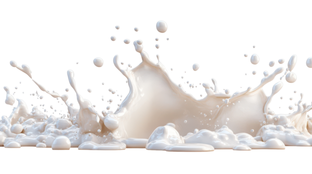 Dynamic Milk Splash: A striking visual of a milk splash, captured in high detail, showcasing the fluid dynamics and elegance of liquid movement, suitable for advertising dairy products.