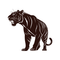 Tiger  Vector Illustration in Black and White silhouette Style