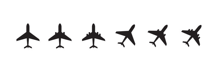 Airplane icon set. Flight transport symbol. Airplane icon vector. Travel flat illustration. Travel symbol. Vector EPS 10