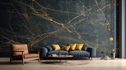 High-resolution close-up of luxury marble with dark orange, red, jet black tones, and golden veins. Ideal for elegant backgrounds, interior design, and upscale decorative surfaces , ai