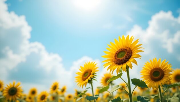 sunflower field with blue sky