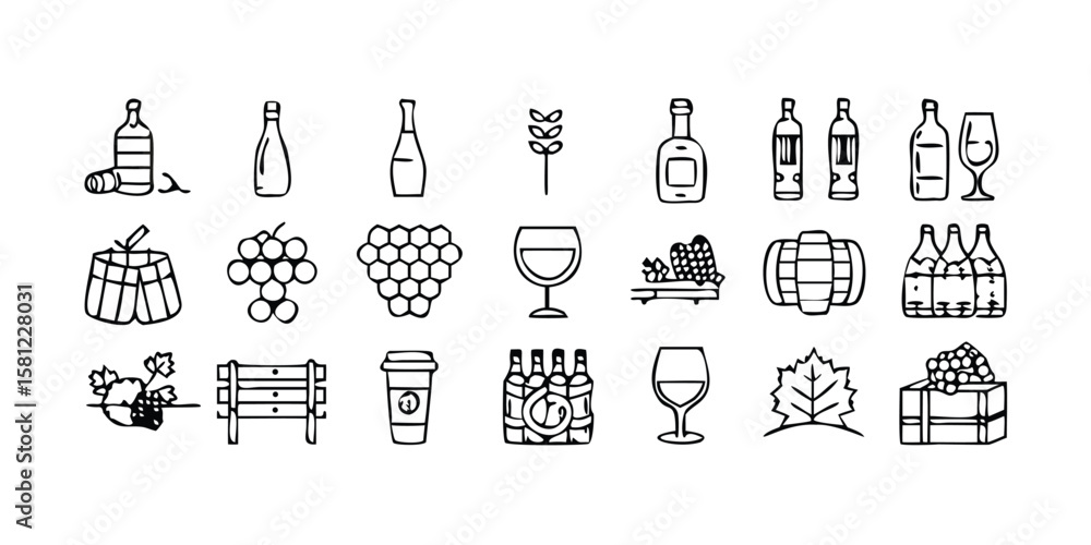 Poster extensive collection of 95 linear style icons a mega set for diverse design needs on transparent bac