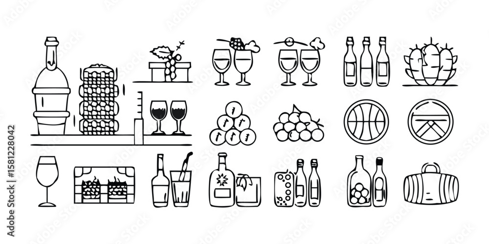 Poster extensive collection of 95 linear style icons a mega set for diverse design needs on transparent bac
