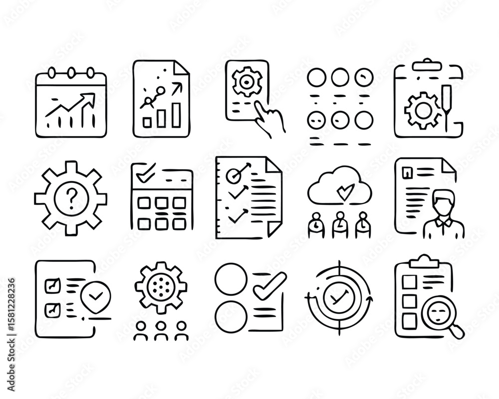 Poster extensive collection of 95 linear style icons for diverse applications on transparent background a c
