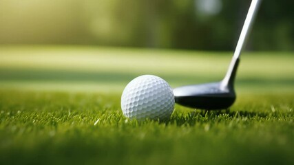 A close-up view of a slightly soiled golf ball resting on the ground, set against a softly blurred background—highlighting the texture, wear, and realism of the ball while evoking the cal 4k