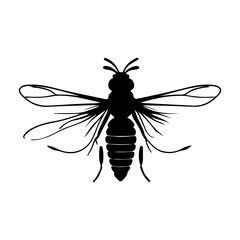 Flying Wasp or Bee Insect Silhouette Vector
