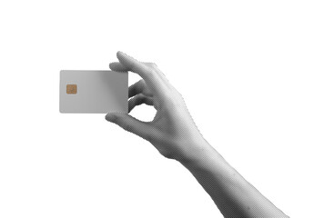 Revenue symbol. Female hand holding chip card, transfer and profit connection, credit, salary,