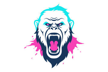 Intense Gorilla Vector with Alcohol Ink Splash and Watercolor Technique