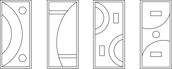 House and Office Interior doors. A set of modern outline doors. Line Art Doors Collection. Vector illustration.