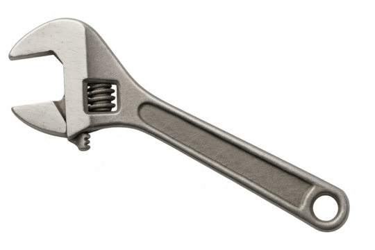Adjustable wrench on transparent background, perfect for diy projects
