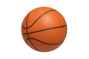 Orange basketball ball rotating on transparent background